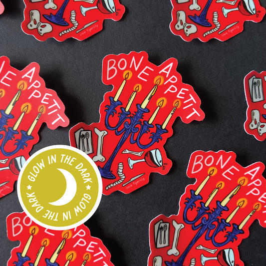 Bone Appetit Glow Stickers | Glow in the Dark Halloween Sticker