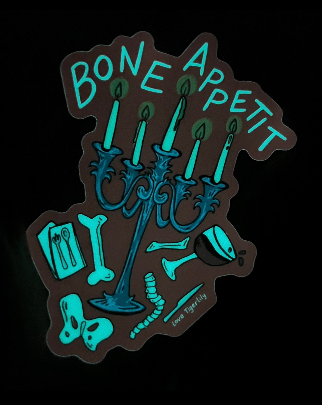 Bone Appetit Glow Stickers | Glow in the Dark Halloween Sticker