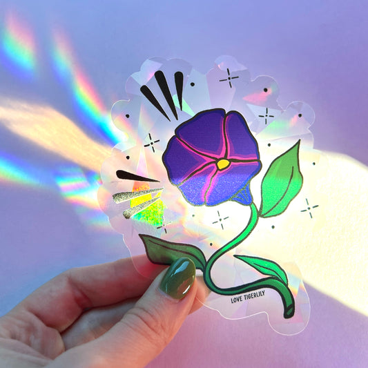 Morning Glory Rainbow Maker I September Birth Flower Suncatcher Window Sticker