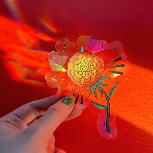 Marigold Rainbow Maker I October Birth Flower Suncatcher Window Sticker