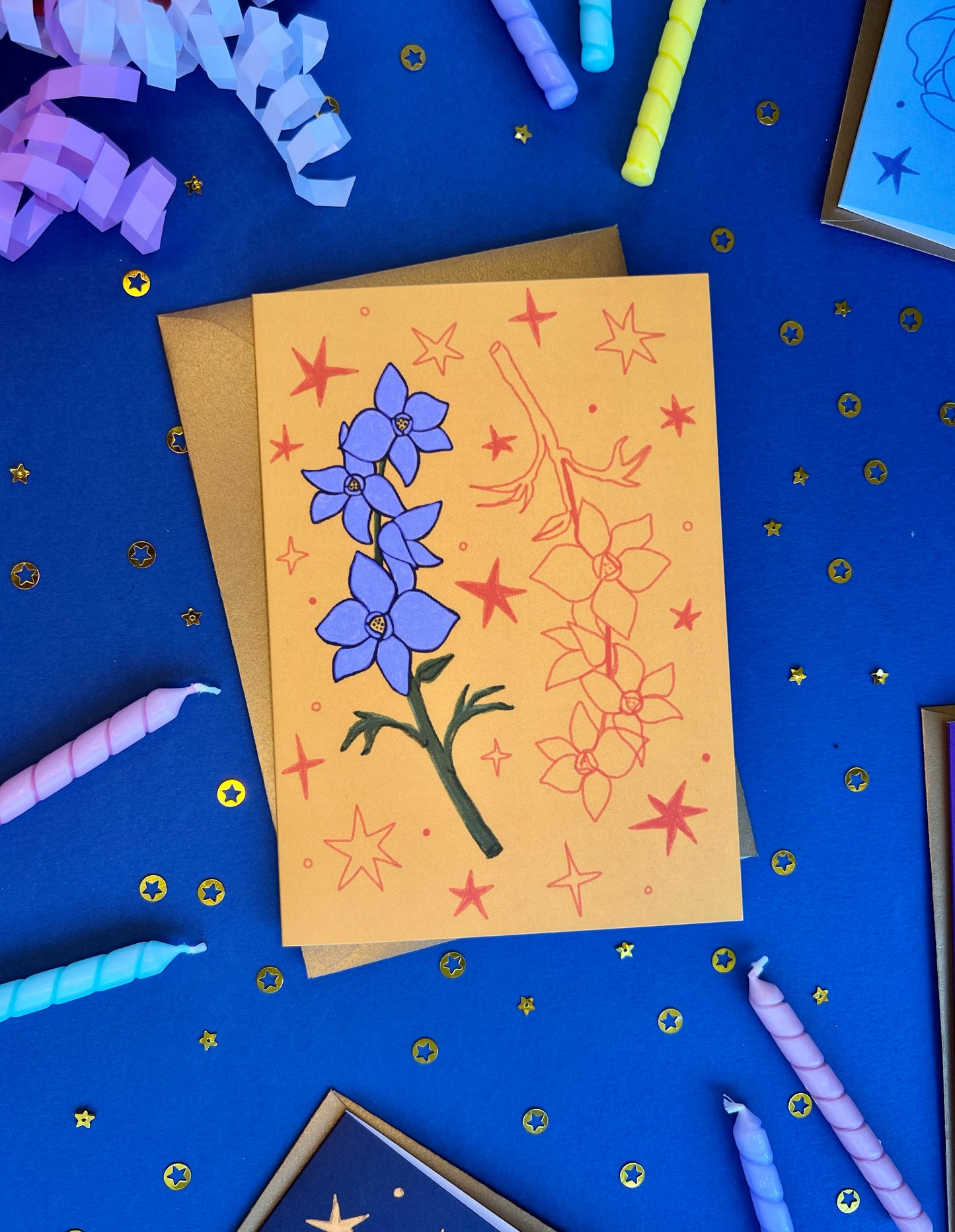 July Larkspur Greeting Card