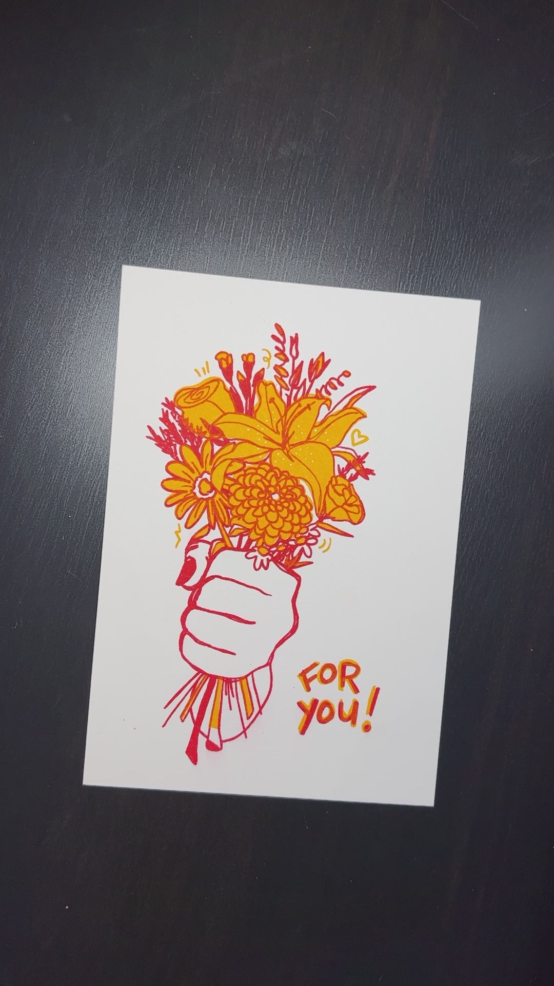 For You Flower Bouquet Risograph Mini Print 5 x 7 Sunflower and Bright –  Love Tigerlily