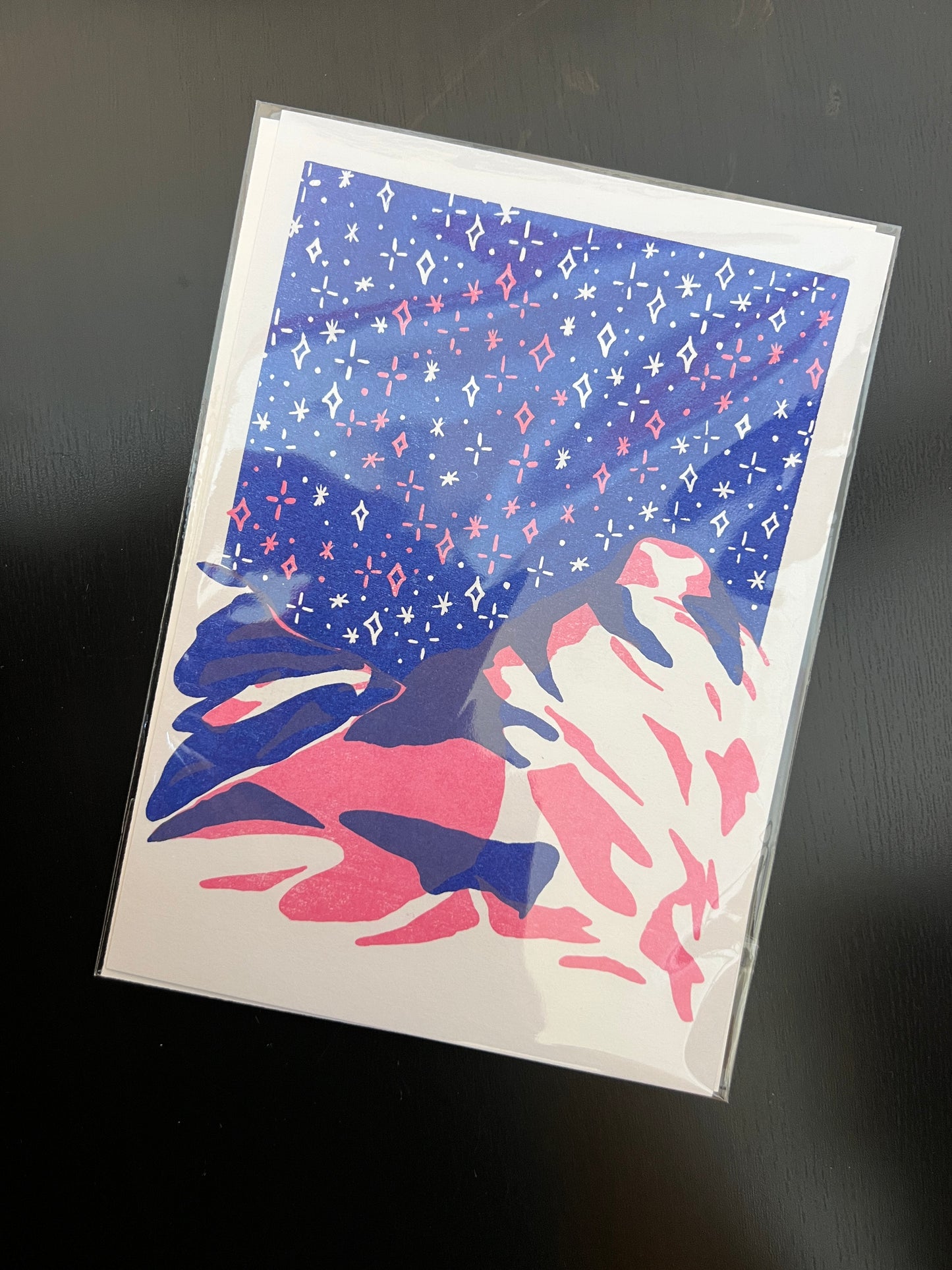 Snowy Mountain Risograph Mini Print (5" x 7")