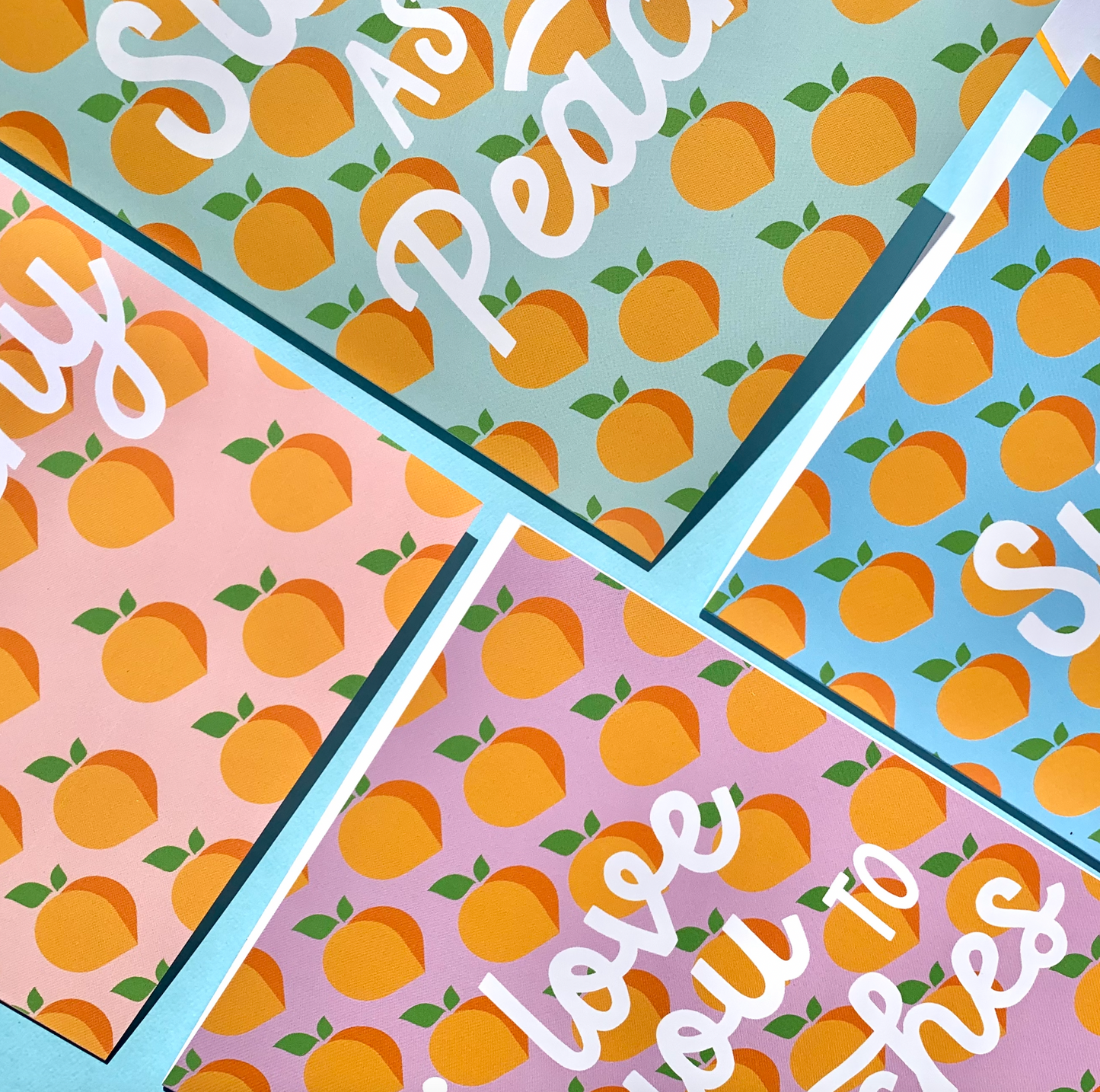 Peach Pun Greeting Cards with Envelope 5x7 I Just Peachy I I love you to Peaches I Sun of a Peach I Sweet as a Peach