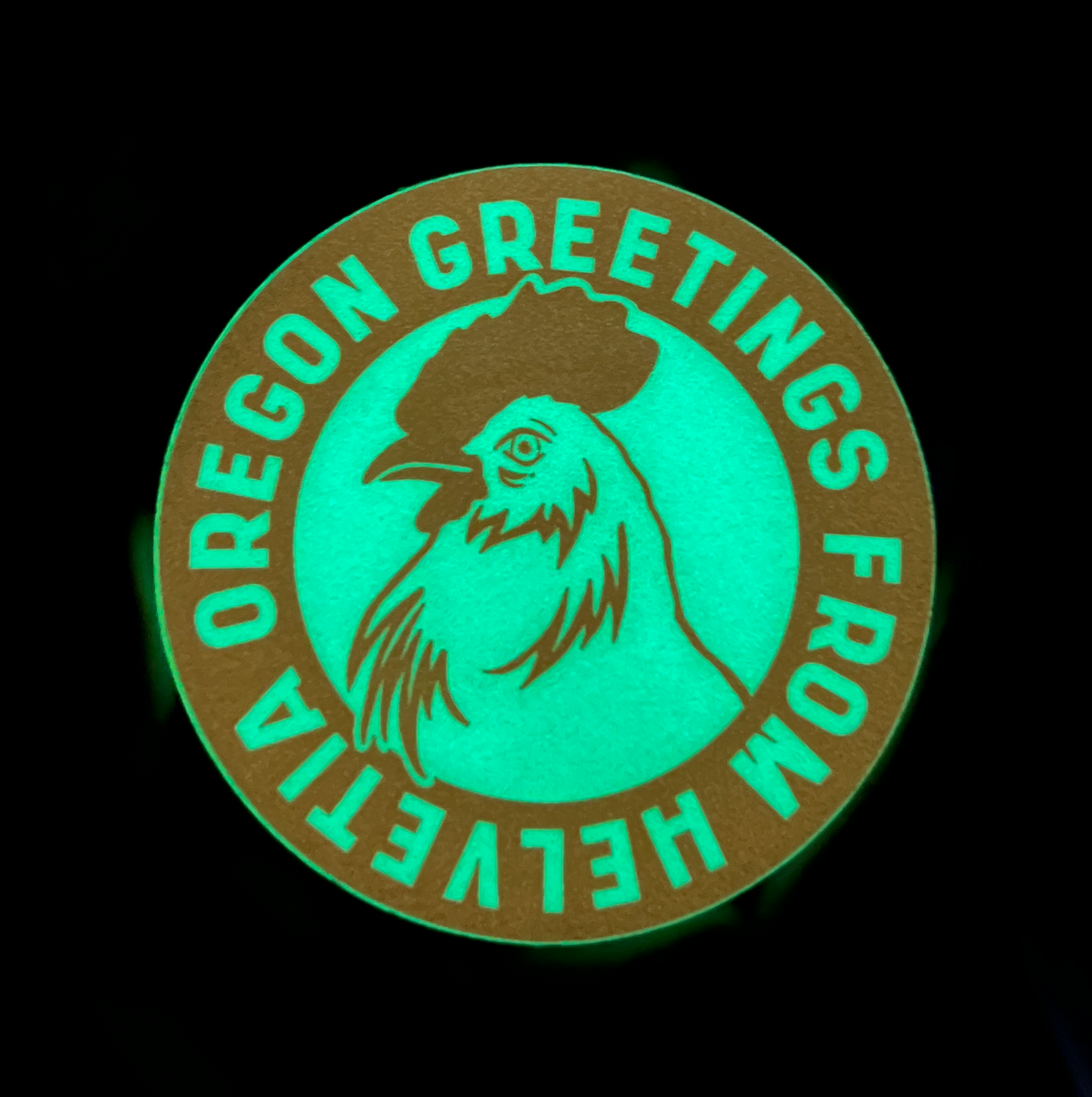 Greetings from Helvetia Oregon Glow in the Dark Campfire Sticker I Waterproof Chicken Sticker