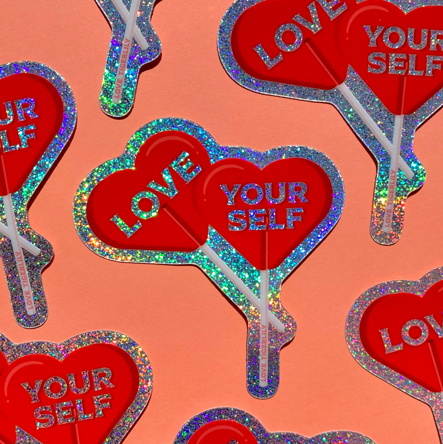 Love Yourself Holographic Lollipop Waterproof Sticker I Self Love Valentines