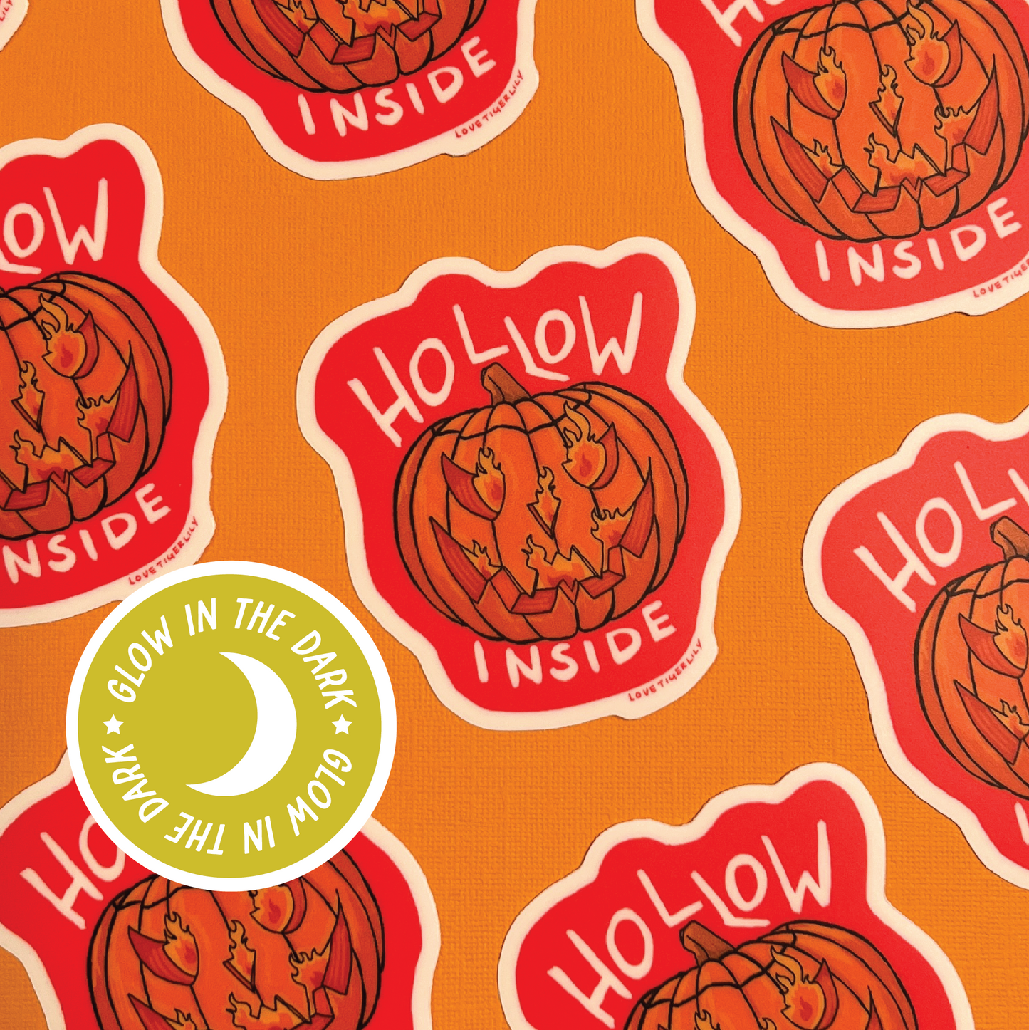 Hollow Inside Jack O Lantern Glow in the Dark Waterproof Sticker