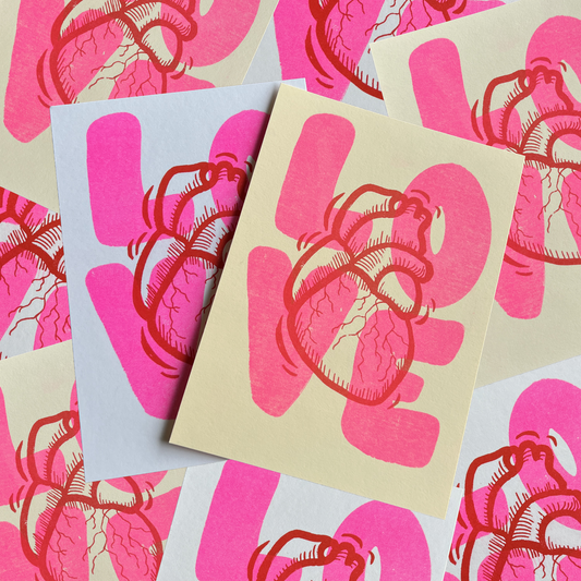 LOVE Heart Riso Mini Print (5"x7") I Valentine's Day Art